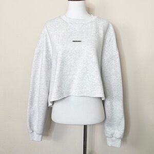 Meshki Heathered Gray Cut Off Cropped Sweatshirt